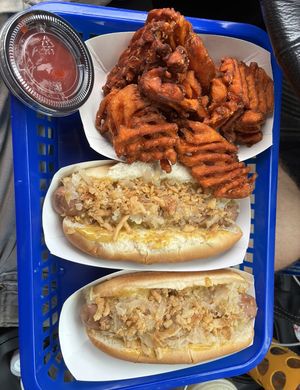2 Not Dog Meal with sweet potato waffle fries  at The Original Mickey's Igloo in Kingston