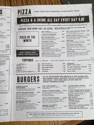 Menu with vegan options marked at The Castle Grounds in Coventry