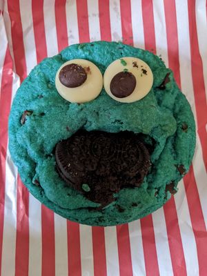 choc chip cookie monster cookie at The Cuppie Hut in Norwich
