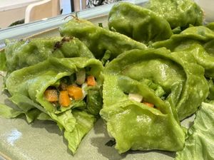 Spinach gyoza   at Foody lohas Cafe in Ulaanbaatar