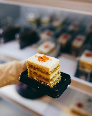 carrot cake with cashew cream at Foody lohas Cafe in Ulaanbaatar