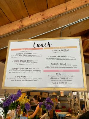 The lunch menu. Vegans BE CAREFUL! The "V" symbol is vegetarian. at Watercolor Cafe in Mackinac Island