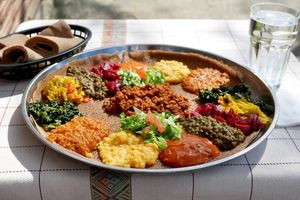The Full Habesha Beyond Vegan Combo at Habesha Cafe in Seattle