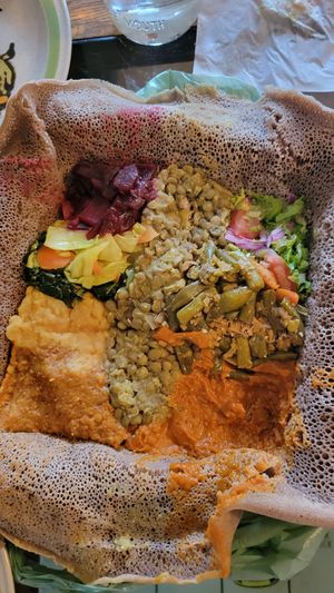 Full Habesha Vegan Platter at Habesha Cafe in Seattle