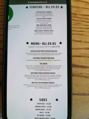 Vegan menu at The Station House in Warrington