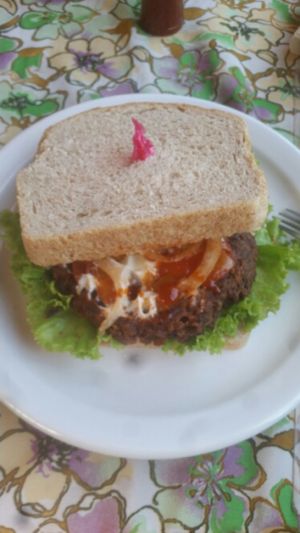 Spicy Bean Burger at Ima's Vegetarian Restaurant in Puerto Princesa