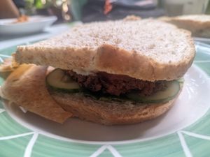 Tofu sandwich at Ima's Vegetarian Restaurant in Puerto Princesa