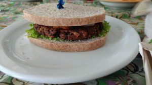 spicy bean burger at Ima's Vegetarian Restaurant in Puerto Princesa