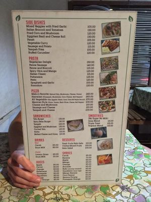Menu at Ima's Vegetarian Restaurant in Puerto Princesa