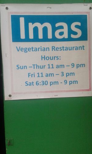 opening hours aug 2014 at Ima's Vegetarian Restaurant in Puerto Princesa