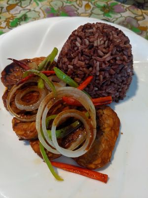 Tempeh steak at Ima's Vegetarian Restaurant in Puerto Princesa