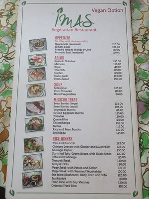 Neue Speisekarte (2020) at Ima's Vegetarian Restaurant in Puerto Princesa