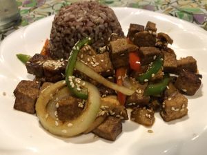 Teriyaki tofu at Ima's Vegetarian Restaurant in Puerto Princesa
