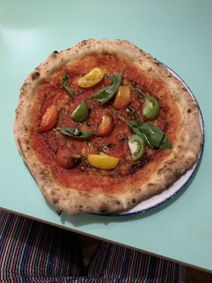 This pizza required no adaption to be made vegan.  at PLY in Manchester