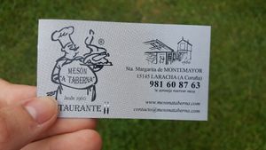 Card at Meson A'Taberna in Montemayor