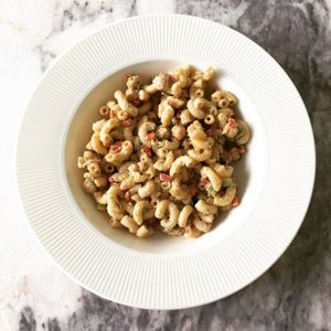 Pasta with creamy tahini sauce at Good Call in Bursa