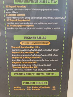 Menu at Tony's Pizzeria in Trollhattan