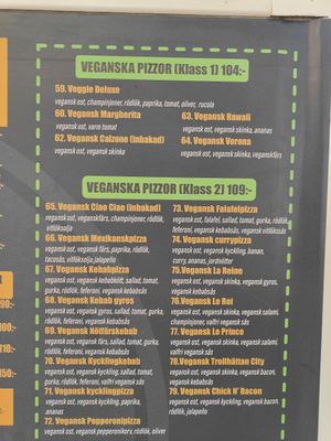 Menu at Tony's Pizzeria in Trollhattan