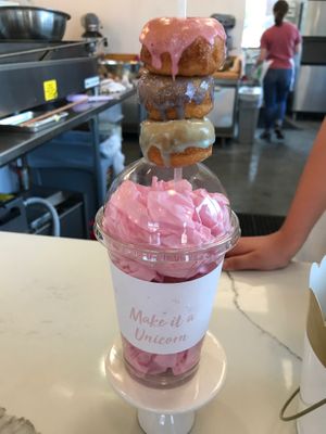 Spokane Valley location offers espresso and energy drinks. “Make it a Unicorn” adds three minutes donuts to any beverage.  at Hello Sugar in Spokane