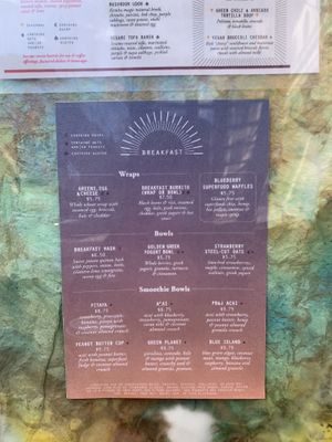 Breakfast menu at Life Alive Organic Cafe - Back Bay - Boylston St in Boston