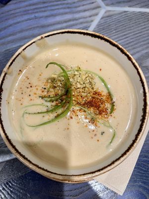 Cashew cauliflower soup (sooo gooood!)  at Life Alive Organic Cafe - Back Bay - Boylston St in Boston