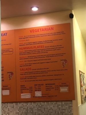 Vegetarian menu  at Falafel Stop in Sunnyvale