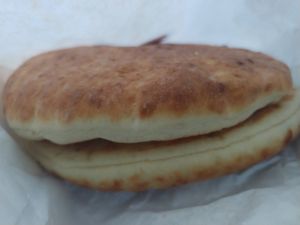 Pita: So delicious. One pita pocket came wirh each meal at Falafel Stop in Sunnyvale