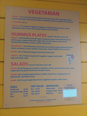 Menu at Falafel Stop in Sunnyvale