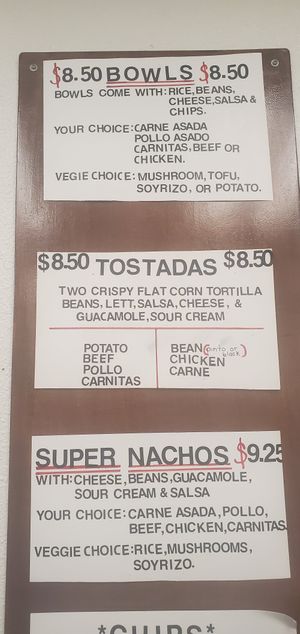 Veggie bowls at Don Carlos Taco Shop in La Jolla