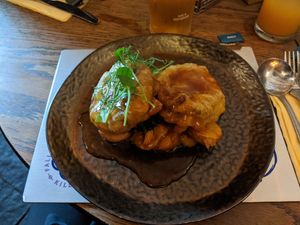 Vegan haggis and mash root veg with gravy at The Falls Of Dochart Inn in Killin