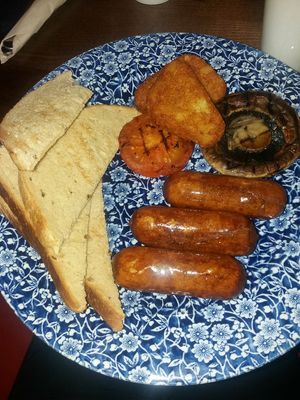Vegan breakfast extra sausage at The Silver Penny in Dublin