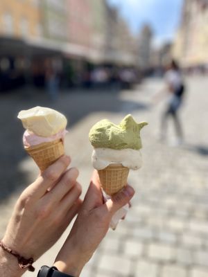 The best vegan ice cream ever. Lots of flavours. Pistacchio, melon and rafaello rules💗 at Kantor Ice Cafe in Wroclaw