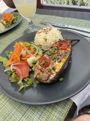 Filled aubergine at Balance Fitfood in Agueda