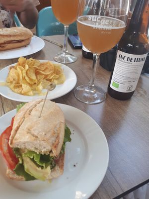 Vegan sandwich option. Chips were extra. at Suc de Lluna BioCafe in Valencia