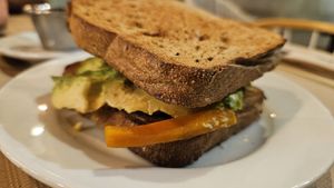 Sandwich with avocada at Suc de Lluna BioCafe in Valencia