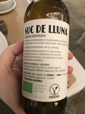 Vegan beer at Suc de Lluna BioCafe in Valencia