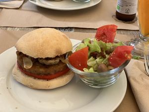 Vegan burger at Suc de Lluna BioCafe in Valencia