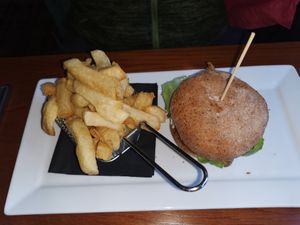 Burger and chips at The Royal Inn in Portishead