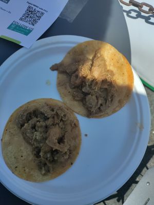 Bad photo but these chicharon tacos were amazing! at La Chancita in San Francisco