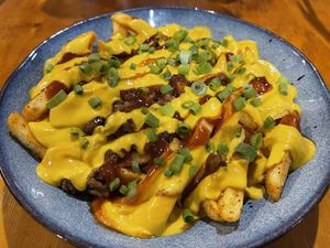 Beyond Meat Loaded Fries - As good as it looks! at The Healthy Hub Cafe in Cairns