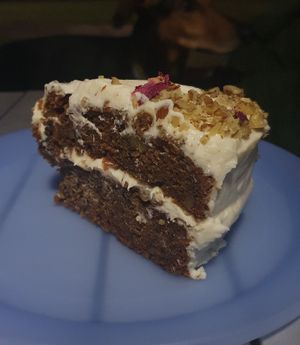 Carrot cake perfectly moist at The Healthy Hub Cafe in Cairns