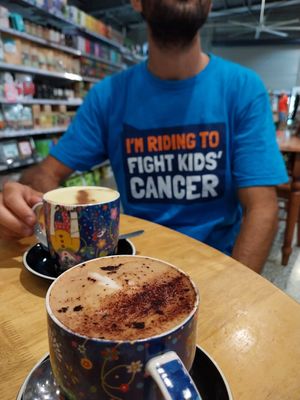 Cappuccino & tumeric latte at The Healthy Hub Cafe in Cairns