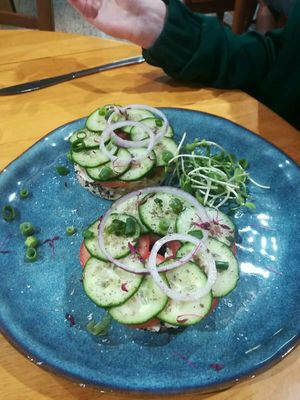 New wohl bagels with cashew cheese at The Healthy Hub Cafe in Cairns