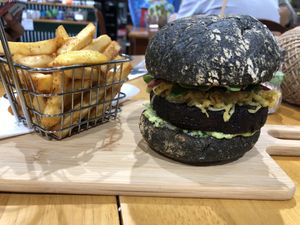 The HUB burger front on at The Healthy Hub Cafe in Cairns
