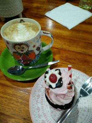 Strawberry milkshake cupcake (gluten-free) at The Healthy Hub Cafe in Cairns