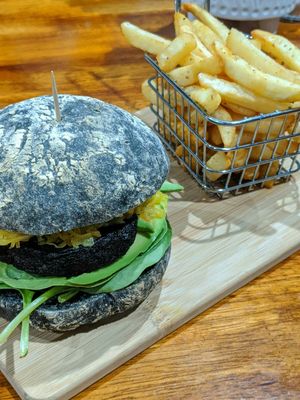 Bush curry burger at The Healthy Hub Cafe in Cairns