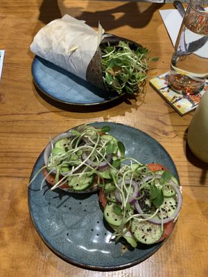 New York Bagel and Chick’n Wrap at The Healthy Hub Cafe in Cairns