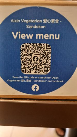Qr code to see menu at Aixin Vegetarian 爱心素食 in Sandakan