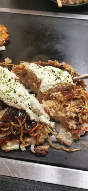 Vegan Modanyaki at Okonomiyaki Chitose in Osaka