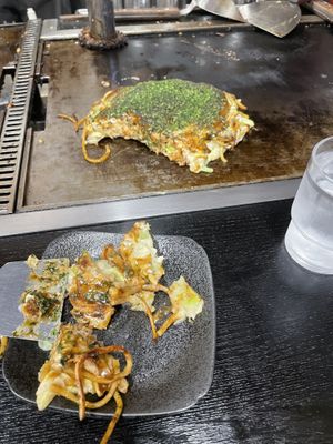   at Okonomiyaki Chitose in Osaka